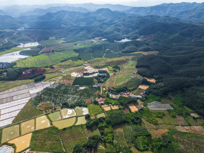 航拍云南西双版纳乡村田园风光