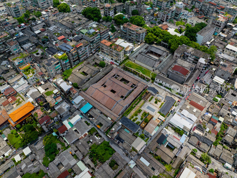 航拍夏季白天广东潮州许驸马府庭院风光