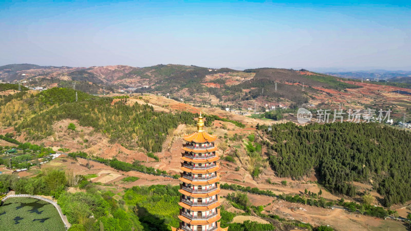 云南弥勒锦屏山景区航拍