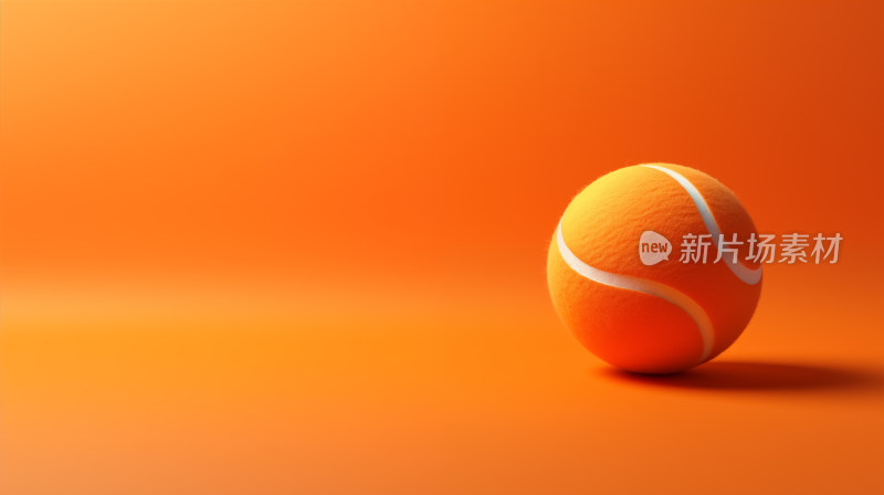 橙色背景中的单一网球