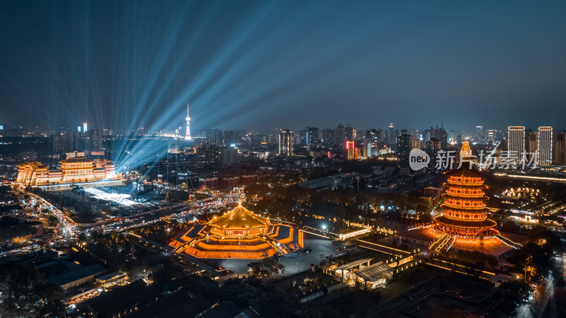 洛阳城市地标建筑应天门天堂明堂旅游航拍