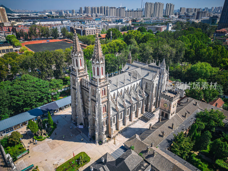 济南洪家楼天主教堂航拍