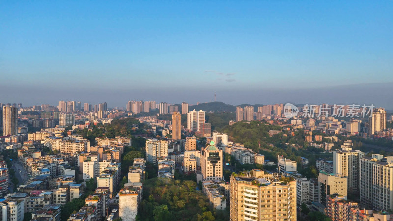 航拍四川自贡建设自贡城市风光