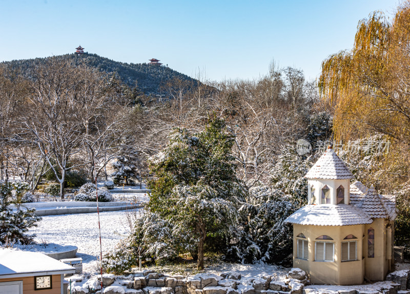 济南泉城公园自然景观雪景