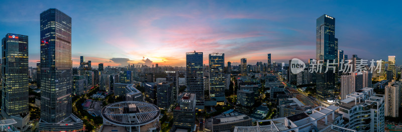 深圳南山粤海街道城市天际线全景图