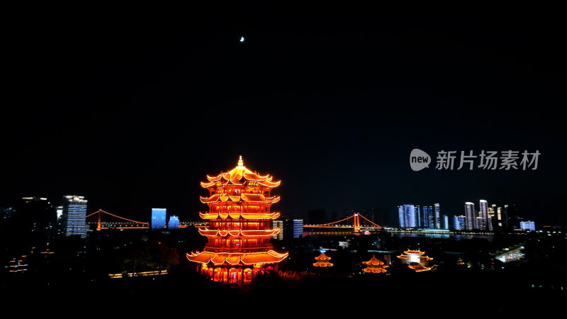 武汉黄鹤楼精选合集航拍黄鹤楼夜景建筑风光