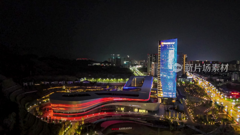 四川宜宾国际会议中心夜景航拍图