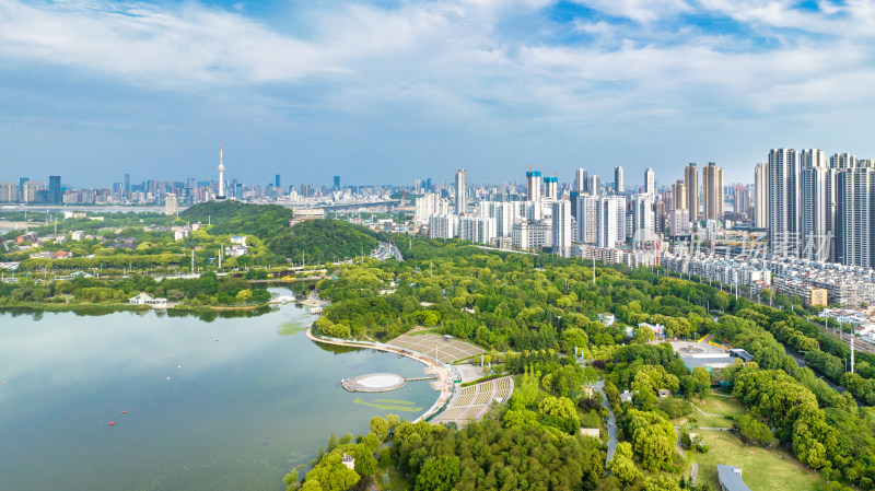 湖北武汉月湖风景区附近航拍