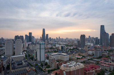 天津海河风景线城市夜景风光航拍