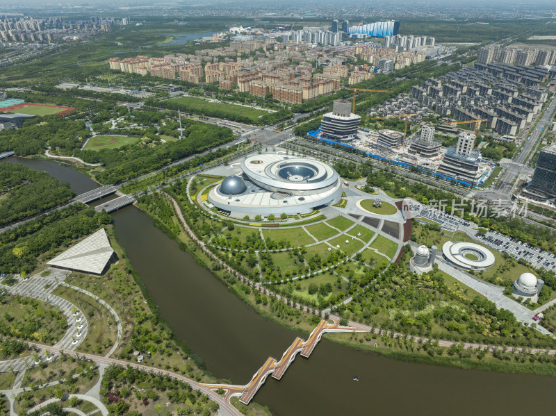 上海天文馆建筑航拍临港新城南汇新城滴水湖