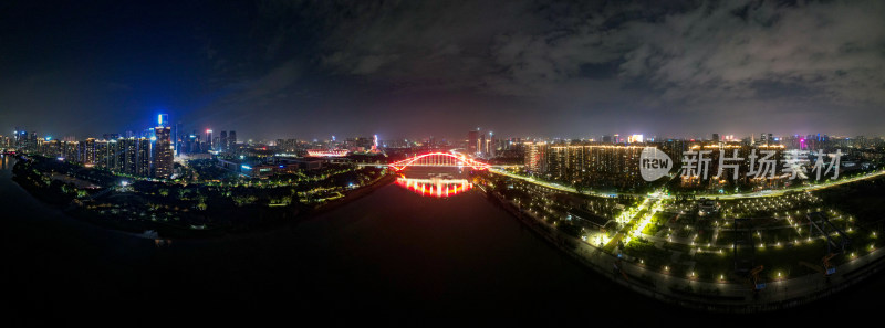 广东佛山城市夜景航拍全景图