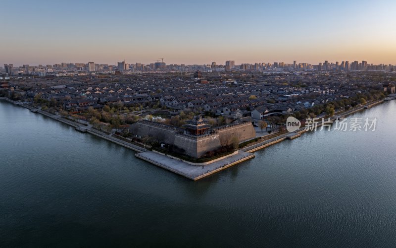 山东省聊城市东昌府区聊城古城航拍