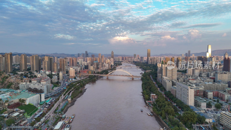 甘肃兰州黄河风光兰州大景航拍