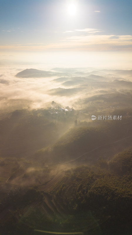 航拍山川清晨云海云雾风景