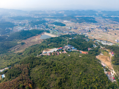 湖南山川丘陵农田乡村航拍图