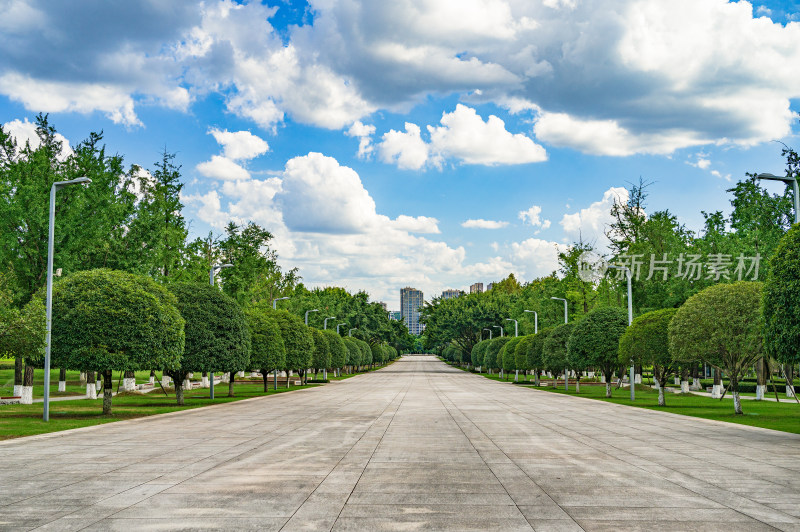 重庆渝北中央公园空旷的公园大道