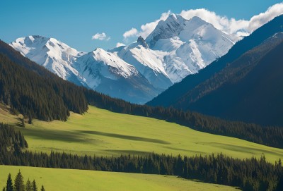 雪山高原草原森林风景