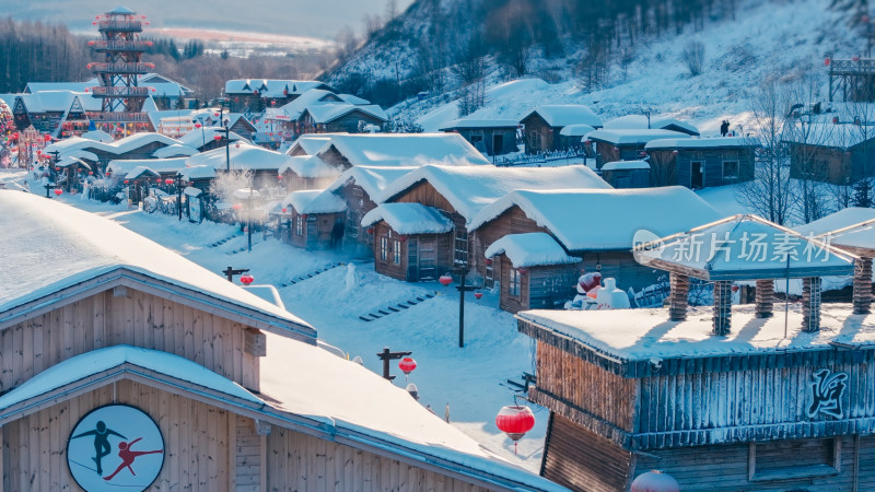中国雪乡雪景航拍