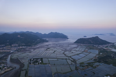 福建宁德霞浦沿海滩涂海田山水自然风光