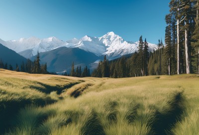 雪山高原草原森林风景