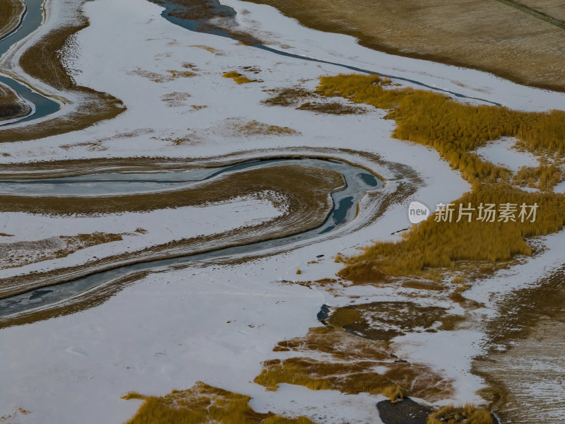 新疆喀什塔县帕米尔高原塔合曼湿地河道航拍