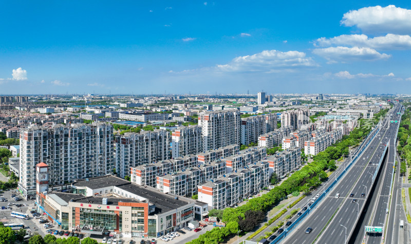 航拍昆山城市乡村建筑风光大景