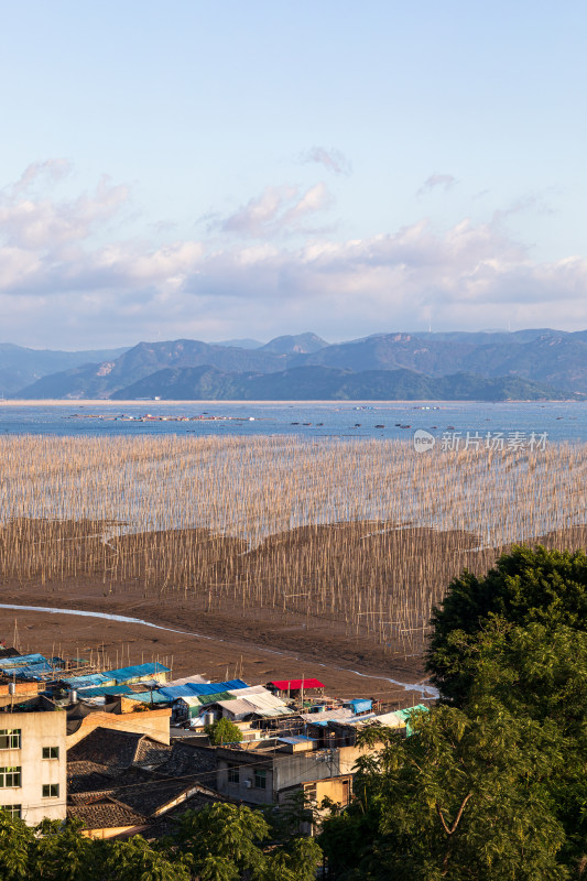 海上日落晚霞的福建霞浦沿海滩涂自然风光