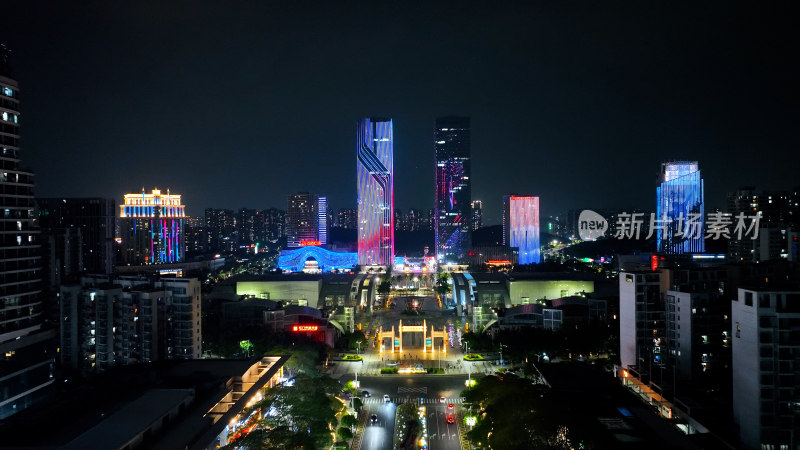 城市夜景建筑风光航拍摄影照片广东江门