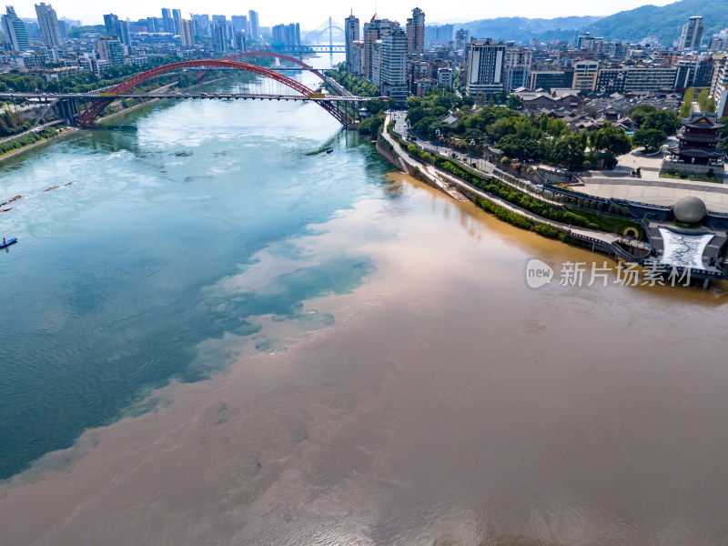 四川宜宾河流风光航拍图