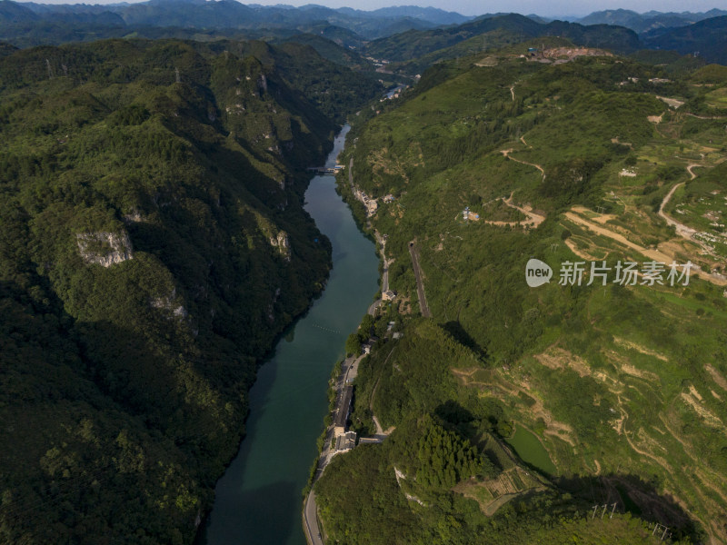 贵州山川河流舞阳河群山航拍