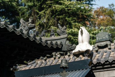 中式古建筑屋檐神兽特写