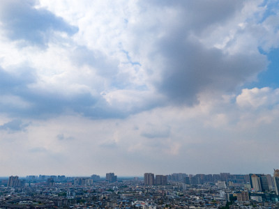 四川眉山城市风光航拍图