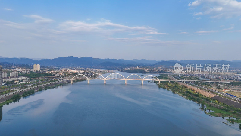 陕西安康汉江风光安康大景航拍摄影图