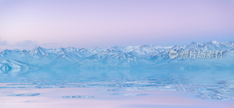 雪山湖泊的宁静倒影