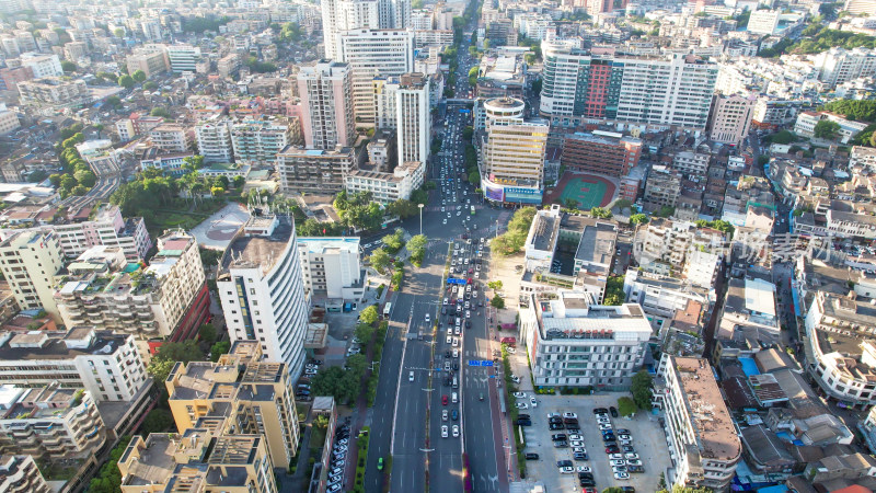 广东江门城市大道交通航拍图