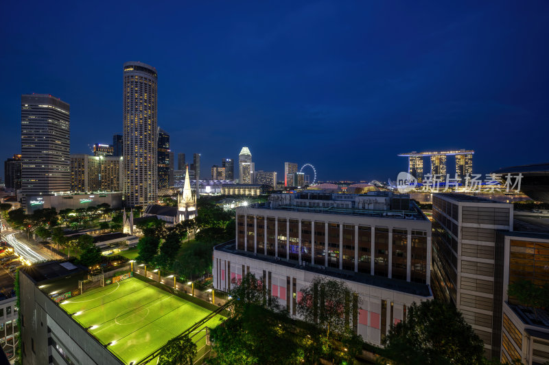 新加坡滨海湾金沙海滨奥林匹克蓝调夜景