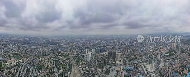 湖南怀化城市风光全景图航拍