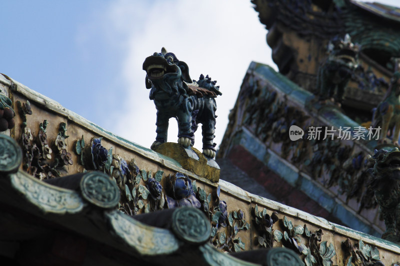 潮汕古建筑屋顶独特造型的特写