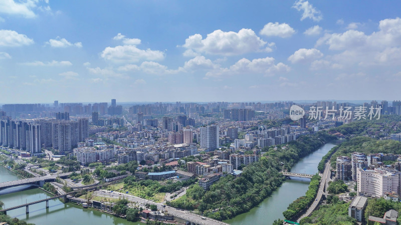 航拍四川自贡建设自贡城市风光摄影图