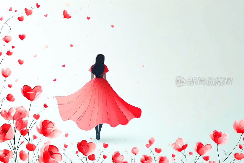 妇女节背景图美女花朵