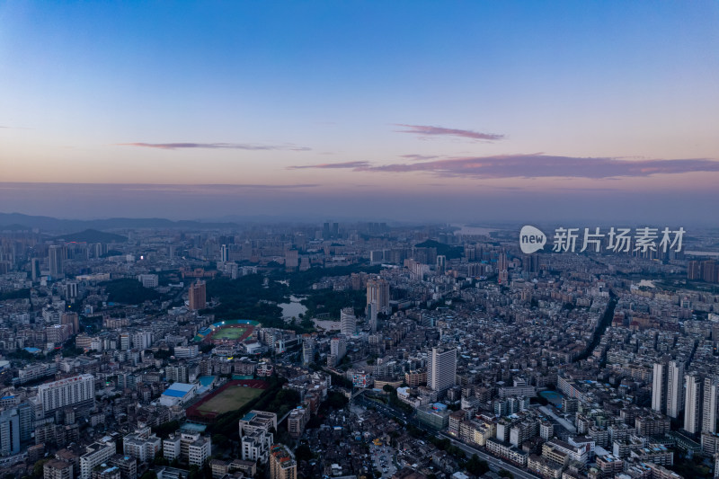 广东江门城市夕阳晚霞航拍摄影图