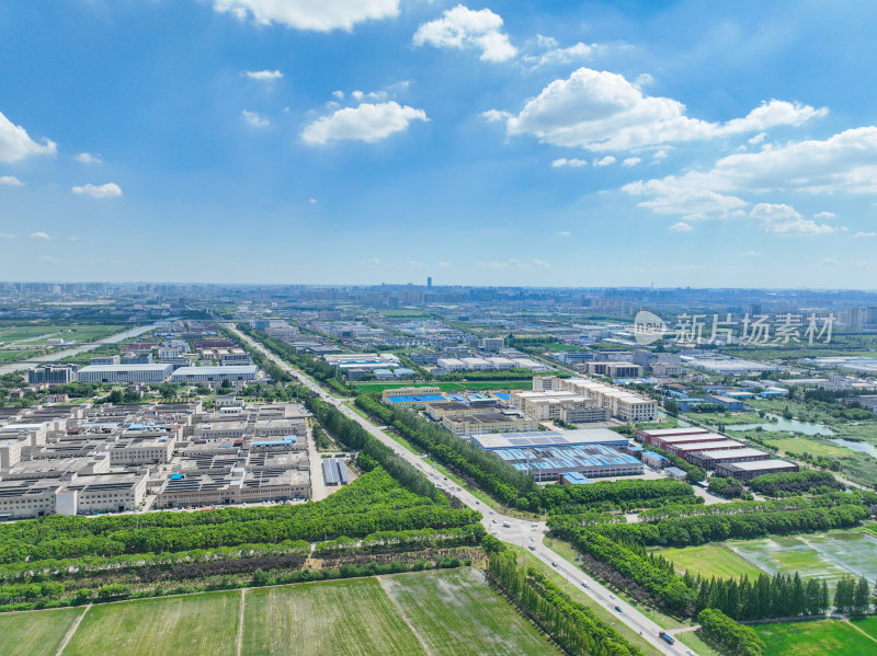 航拍昆山城市乡村建筑风光大景