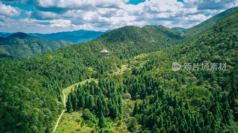 航拍浙江丽水龙泉市瓯江源景区风光