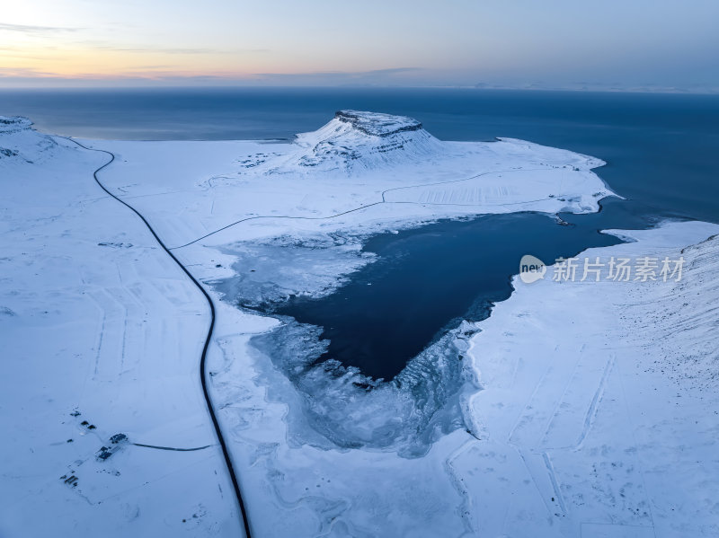 冰岛斯奈山半岛草帽山日落蓝调高空航拍