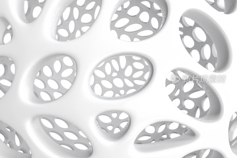 白色多孔网状结构 3D渲染