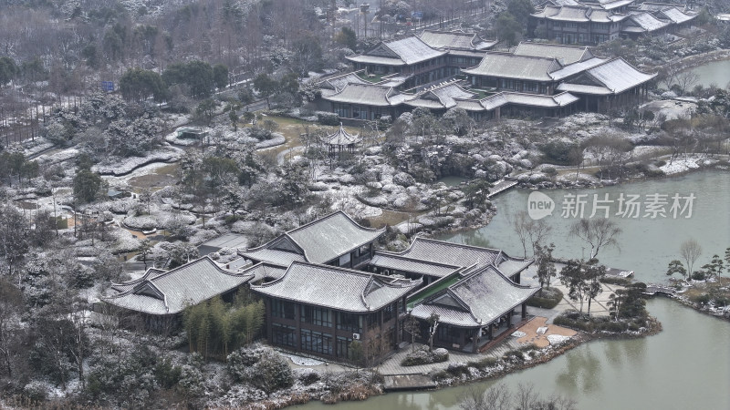 园林瘦西湖雪景白塔游船风景区