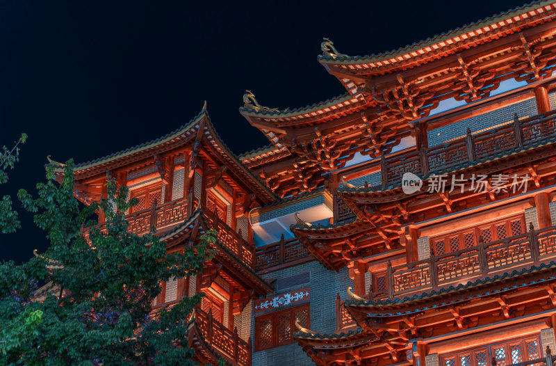 广州大佛寺中式传统仿古建筑夜景灯光