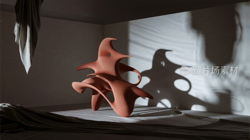 室内抽象雕塑光影效果