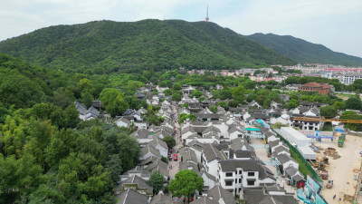 航拍江苏无锡惠山古镇5A景区