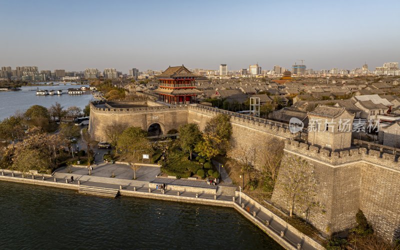 山东省聊城市东昌府区聊城古城航拍